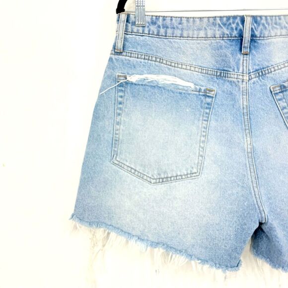 Jelly Jeans Blue 100% Cotton Light Wash Factory Distressed High Rise Denim Short - Picture 11 of 15